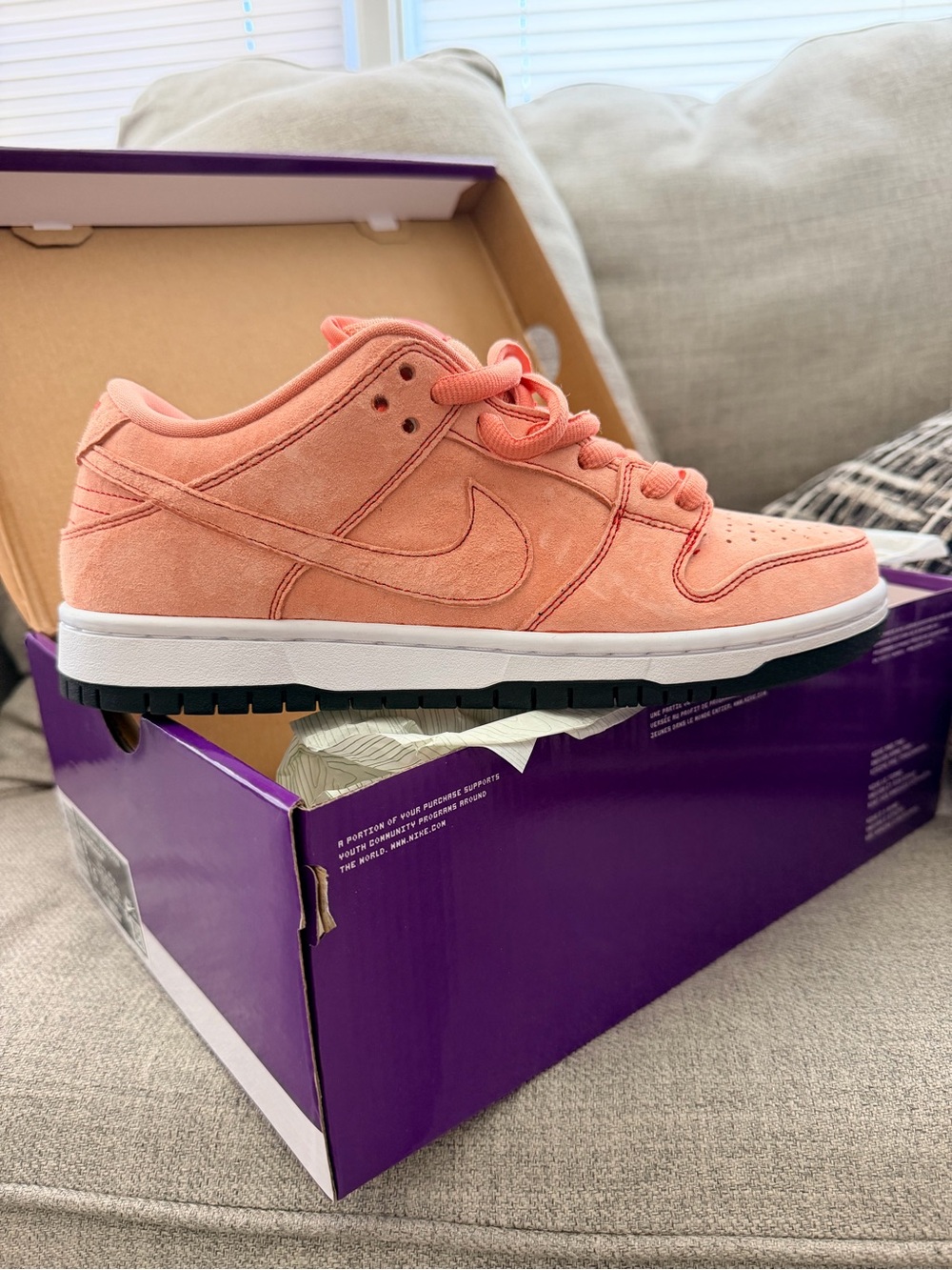 Women Suede Low-Top Sneaker in Coral Pink